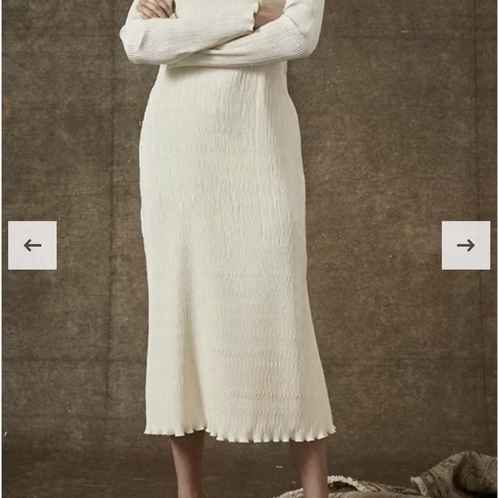 Danielle Frankel Adrienne Pleated Silk and Wool Midi Dress